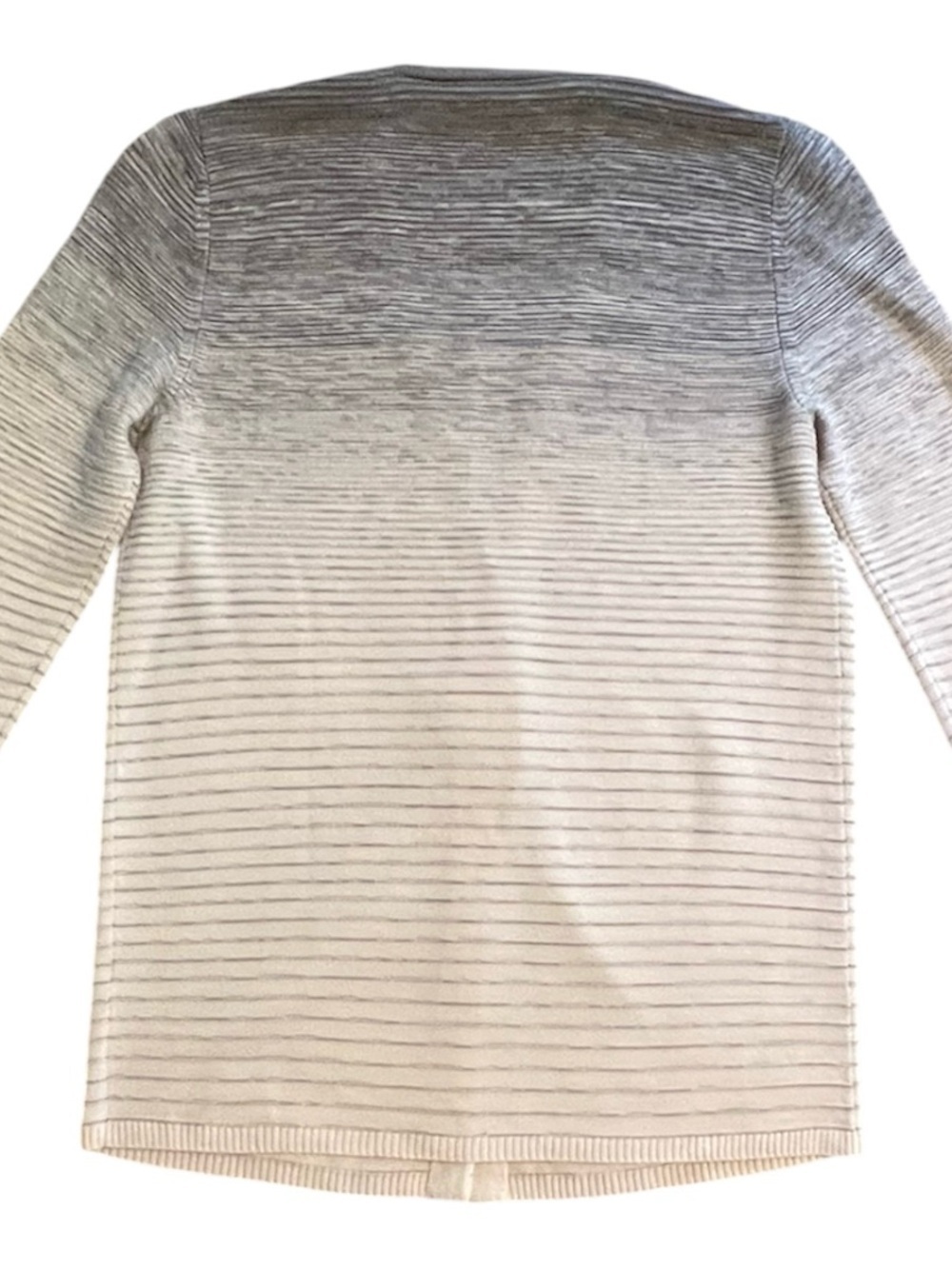 Lafayette 148 New York Wool Cardigan Sweater Ombre Gray Beige Leather Closure S - Picture 3 of 10